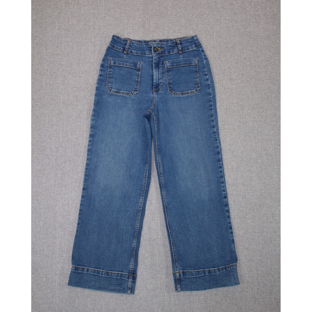Bagatelle Collection New York Jeans Women 27 Blue Wide Leg Patch Pocket Denim